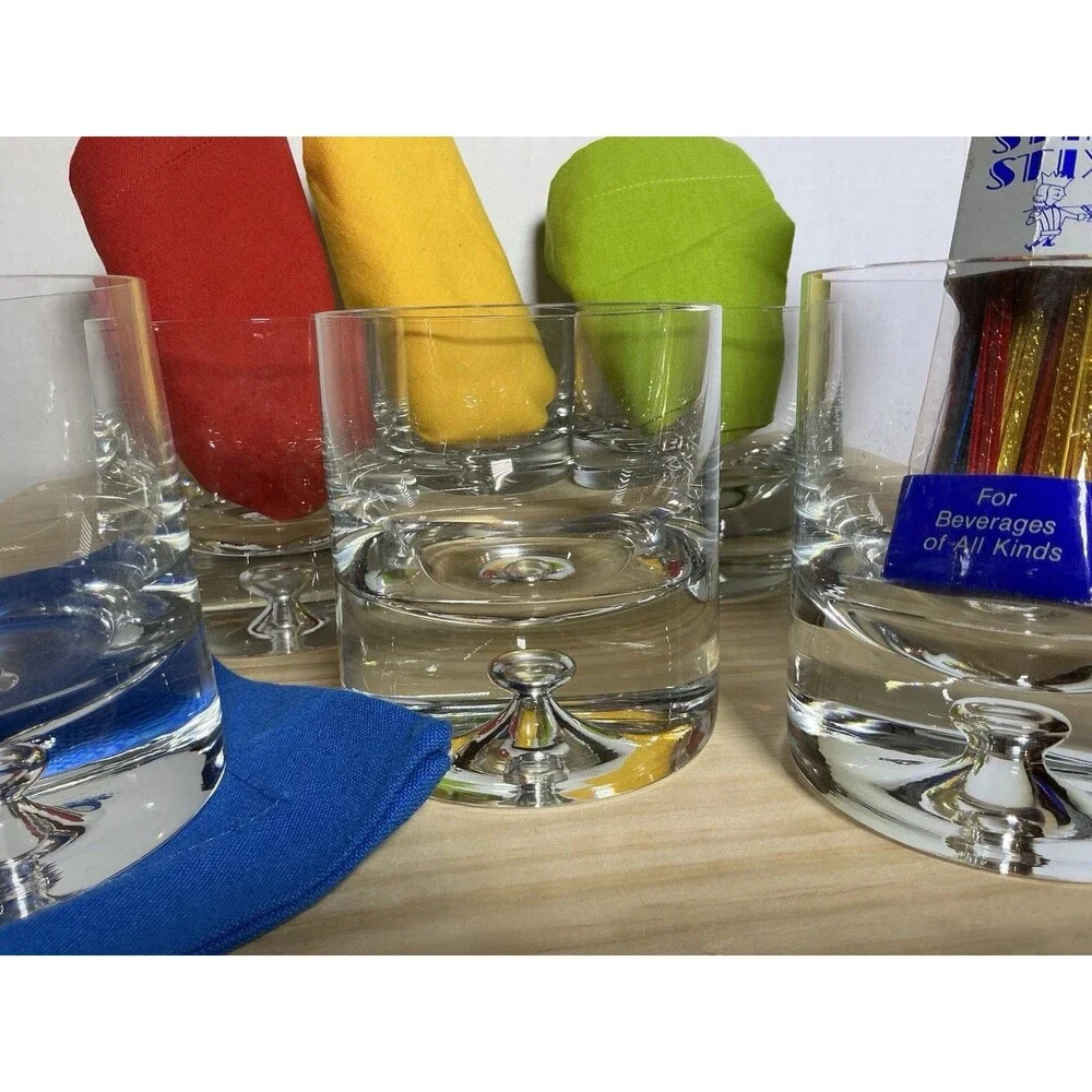 HTF CRATE & BARREL POLAND CLEAR KROSNO BUBBLE DOF GLASS Set Of 6